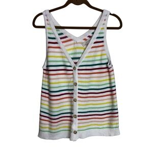 LOFT Multicolour Striped Knit Top Vest Bohemian